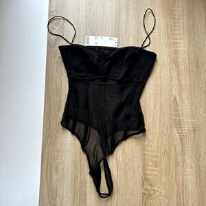 NWT Urban Outfitters Women's Sheer Tank Top Bodysuit Size XS Black New